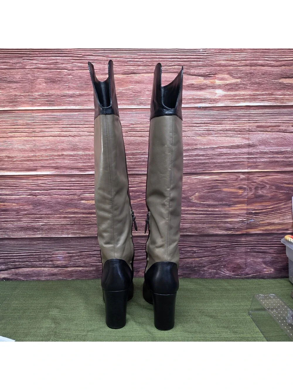 Tory Burch Bowie Over the Knee Boots 8.5 Brown Tan Leather Block Heel